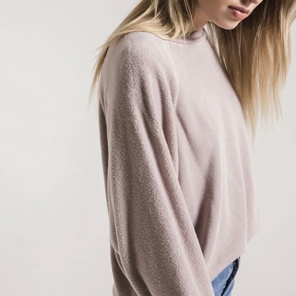 Z Supply Sold Out New Argo Fleece Pullover Soft Pink Sweatshirt Size Medium NWT - Picture 3 of 8